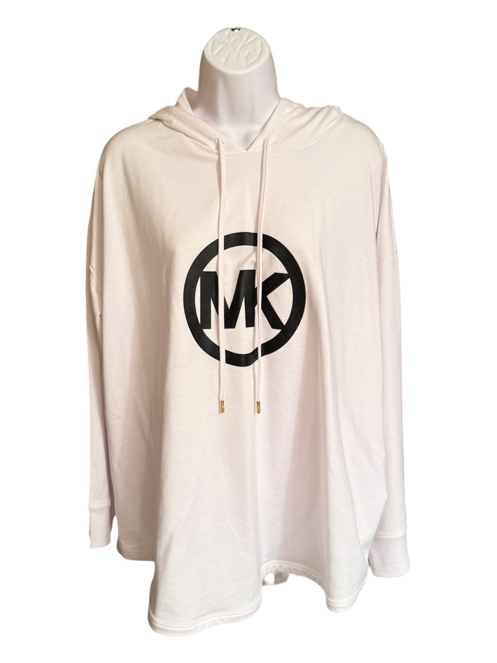 Michael Kors 1X White Black Logo Pullover Hoodie NWT Plus Size